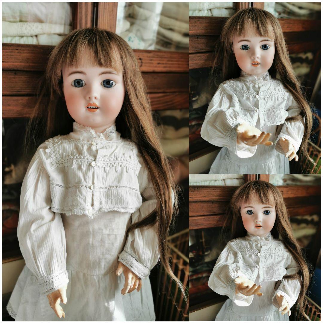 アンティークドイツ シモン＆ハルビック 美少女ビスクドール コットンドレスボレロ