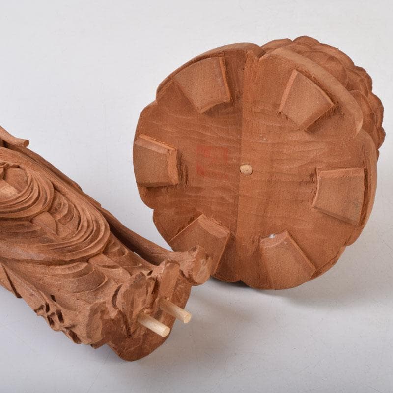 仏教美術　木彫　観音菩薩立像　仏像　置物　在銘　高さ約46cm　V　8764