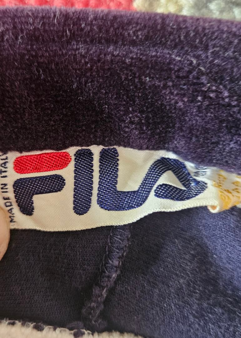 1980s FILA ベロアトラックスーツ（上下）　 ホワイト/ダークネイビー