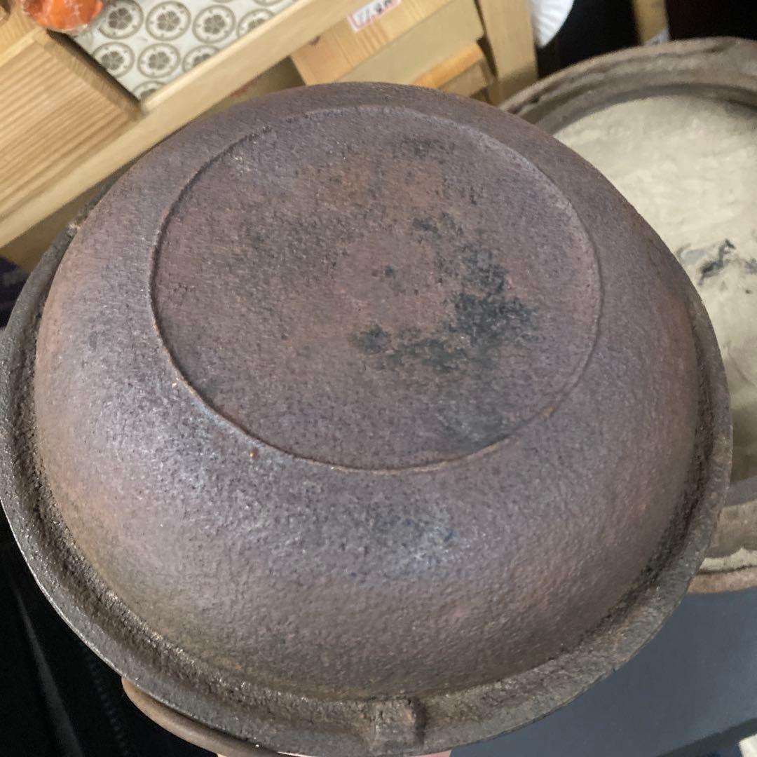 風炉釜 茶道具 茶釜 前瓦 茶道 鉄釜 鉄製 工芸品 昭和レトロ