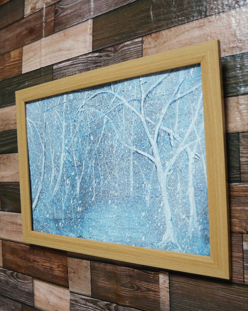 油絵 油彩 絵画 【吹雪の森】