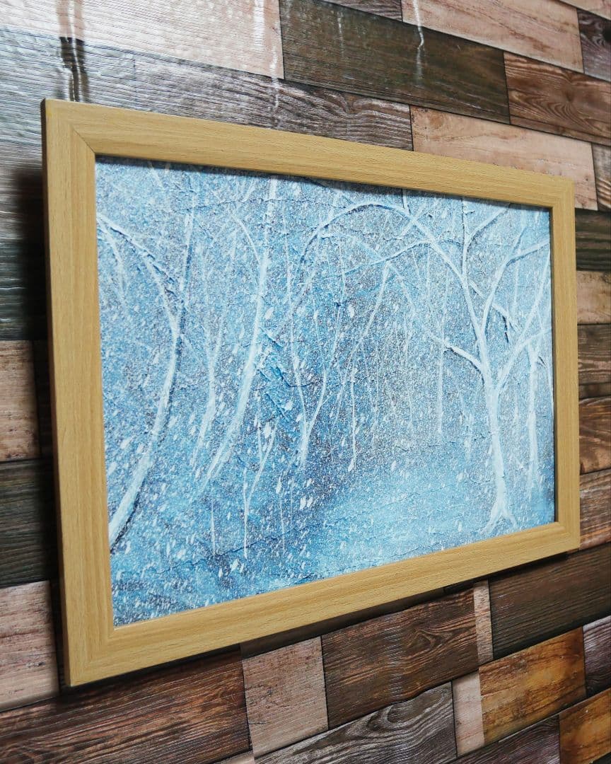 油絵 油彩 絵画 【吹雪の森】