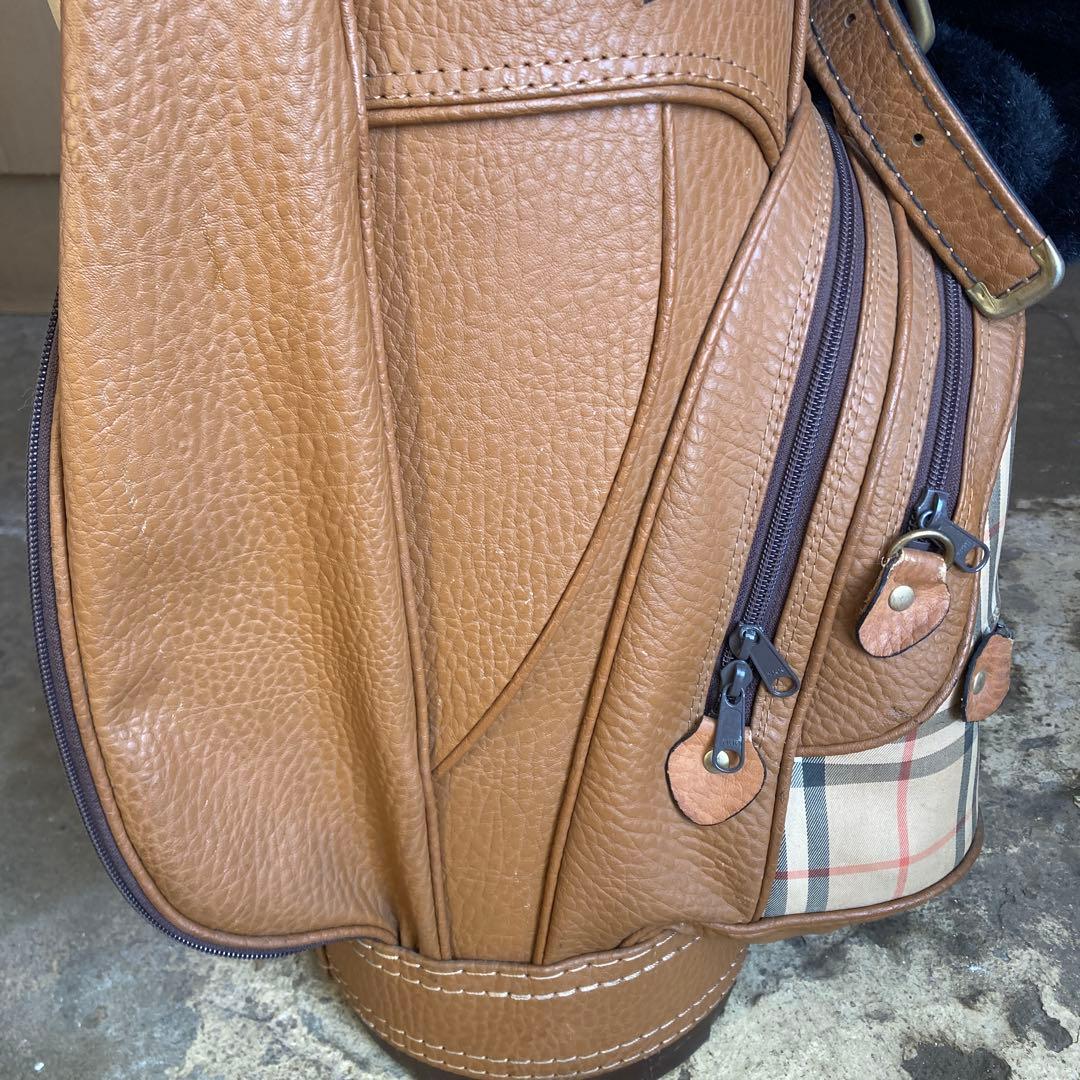 ‏*ﬞ様 Burberry 本革 ノヴァチェック柄 キャディバッグ ゴルフバッグ