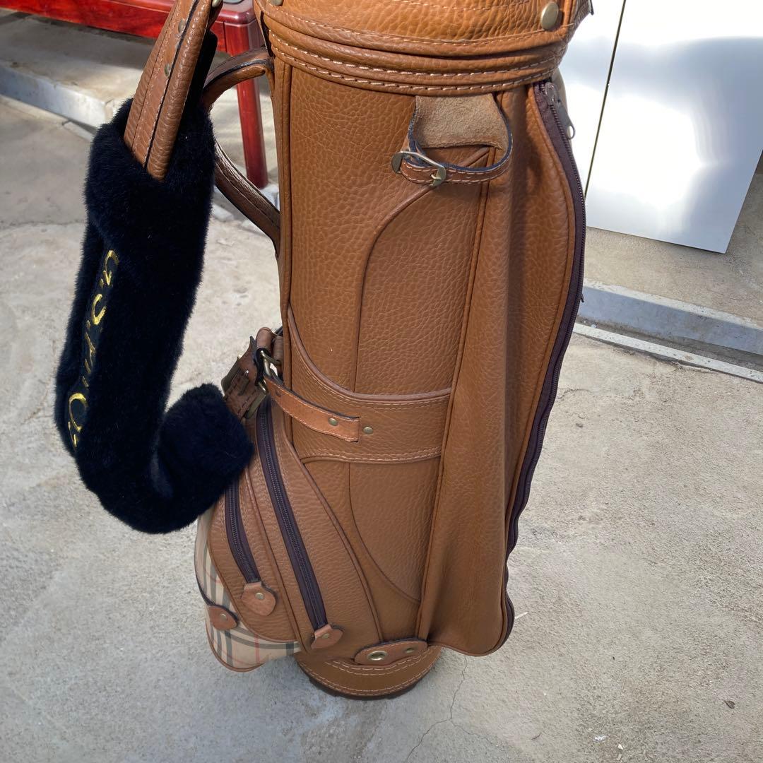 ‏*ﬞ様 Burberry 本革 ノヴァチェック柄 キャディバッグ ゴルフバッグ