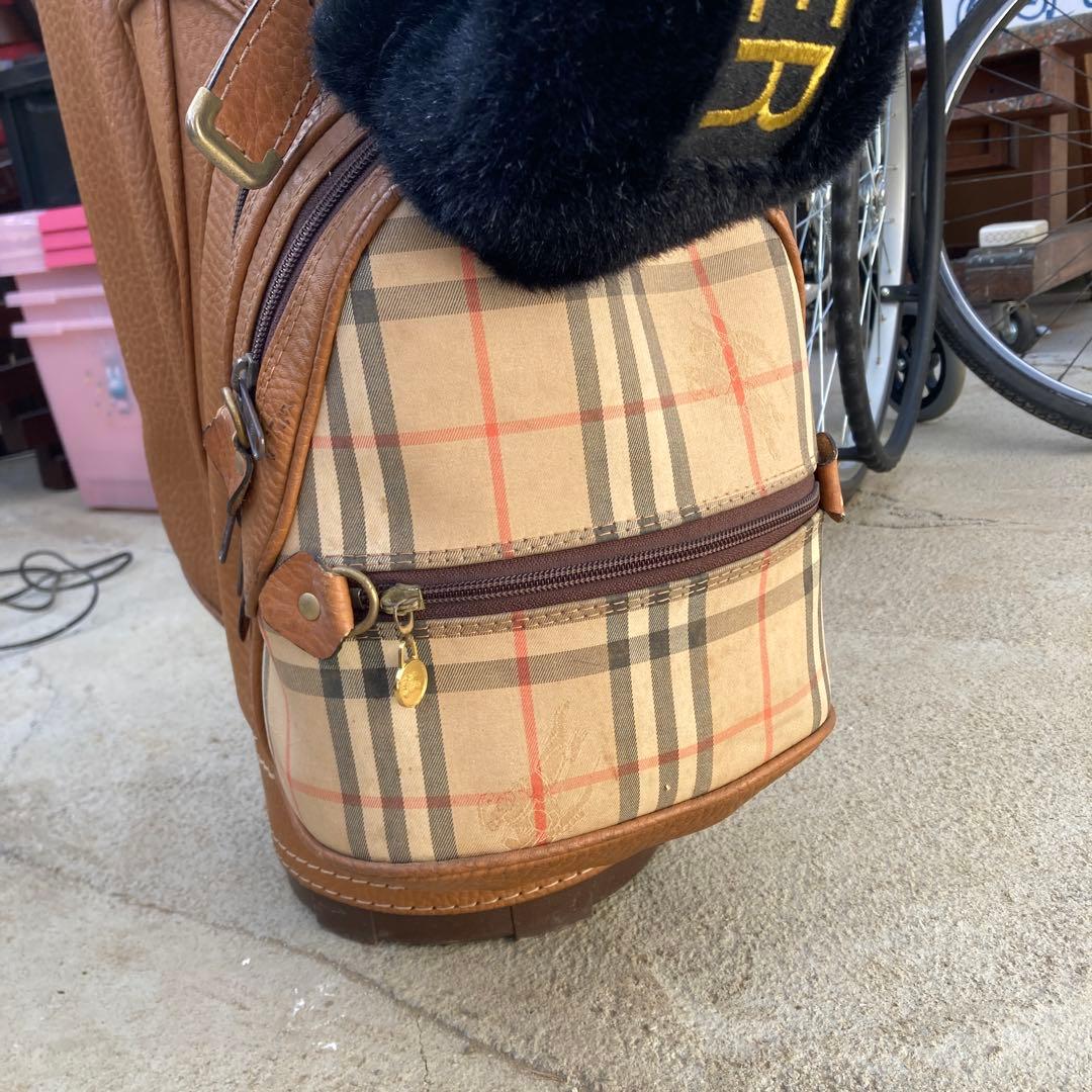 ‏*ﬞ様 Burberry 本革 ノヴァチェック柄 キャディバッグ ゴルフバッグ