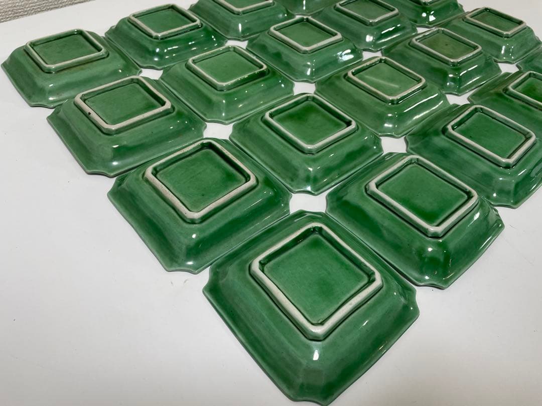 珉平焼 民平焼 小皿 淡路珉平焼 手塩皿 アンティーク20枚 龍 緑 グリーン