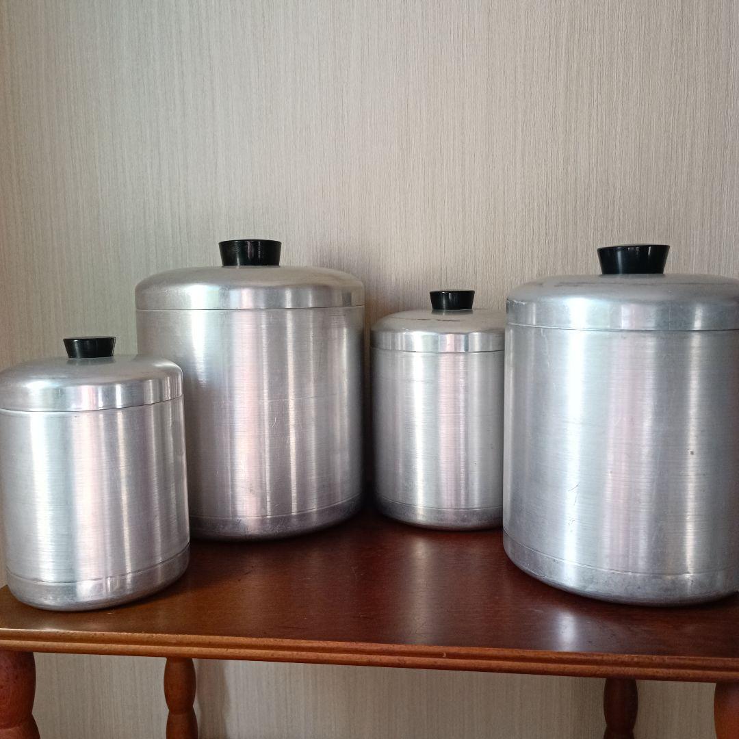 ヴィンテージ キャニスター レトロキッチン容器 7点 アルミ製 アンティーク雑貨