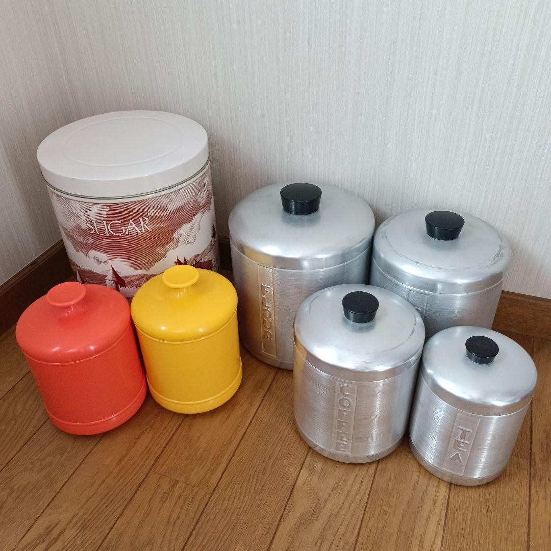 ヴィンテージ キャニスター レトロキッチン容器 7点 アルミ製 アンティーク雑貨