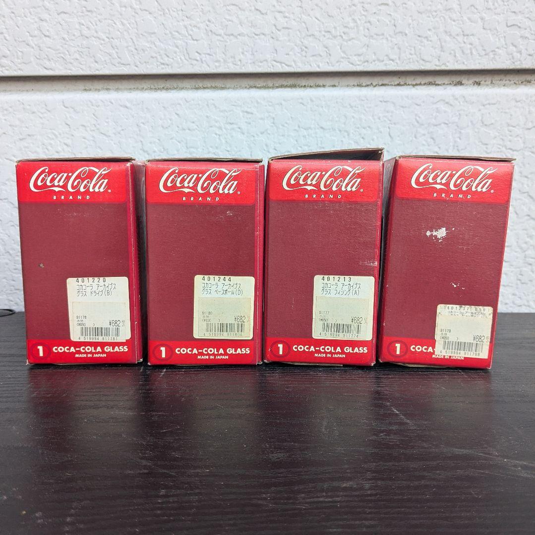 コカ・コーラ グラス4個セット 当時物 消費税5％表記 レトロ 広告デザイン