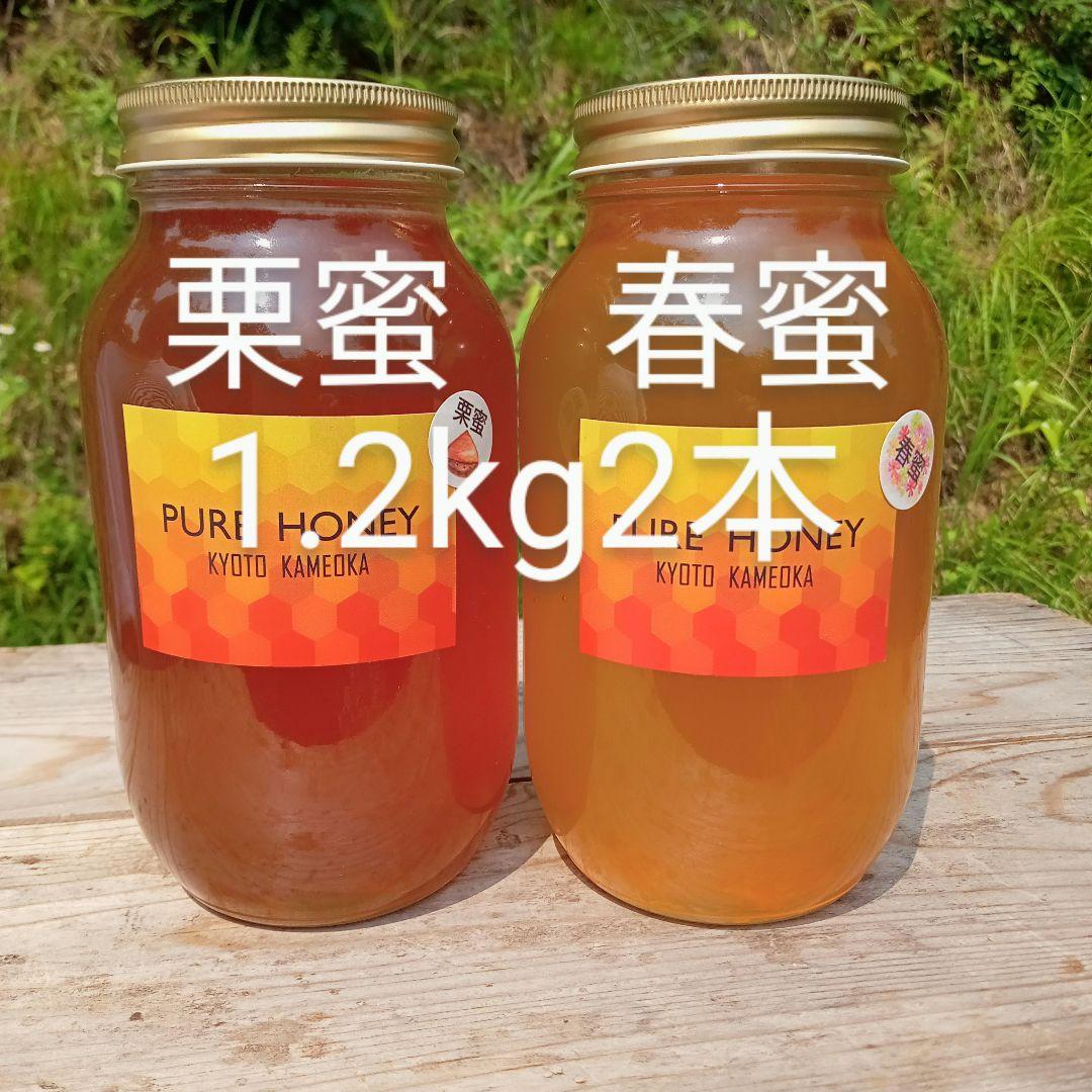 国産　純粋　蜂蜜　はちみつ　1.2kg2本 春蜜　栗蜜