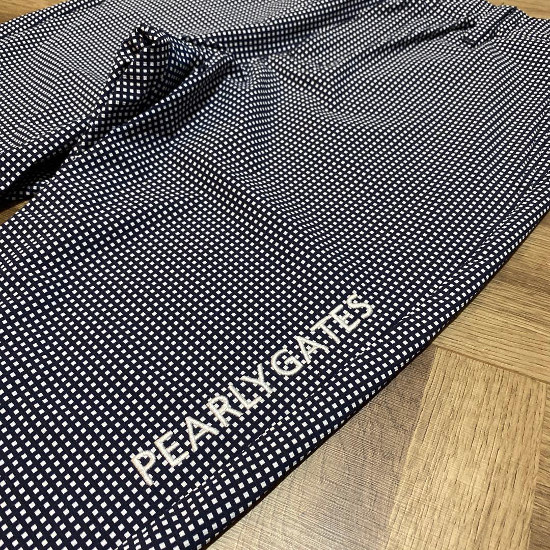 美品 パーリーゲイツ ロングパンツ ネイビー ホワイト ブロックチェック柄 S