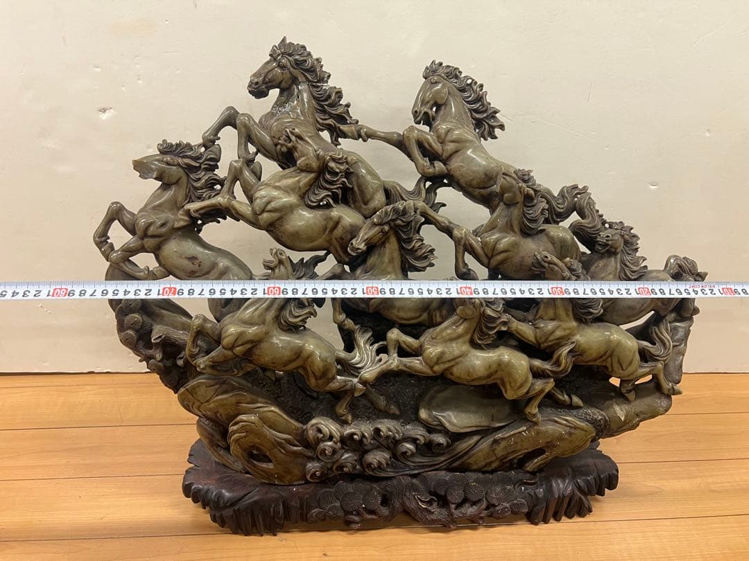 九頭馬　寿山石　置物　取引限定