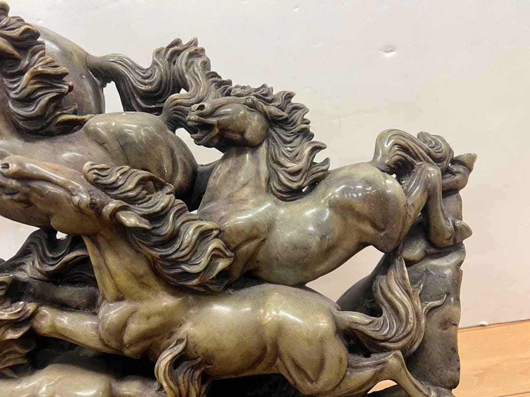 九頭馬　寿山石　置物　取引限定