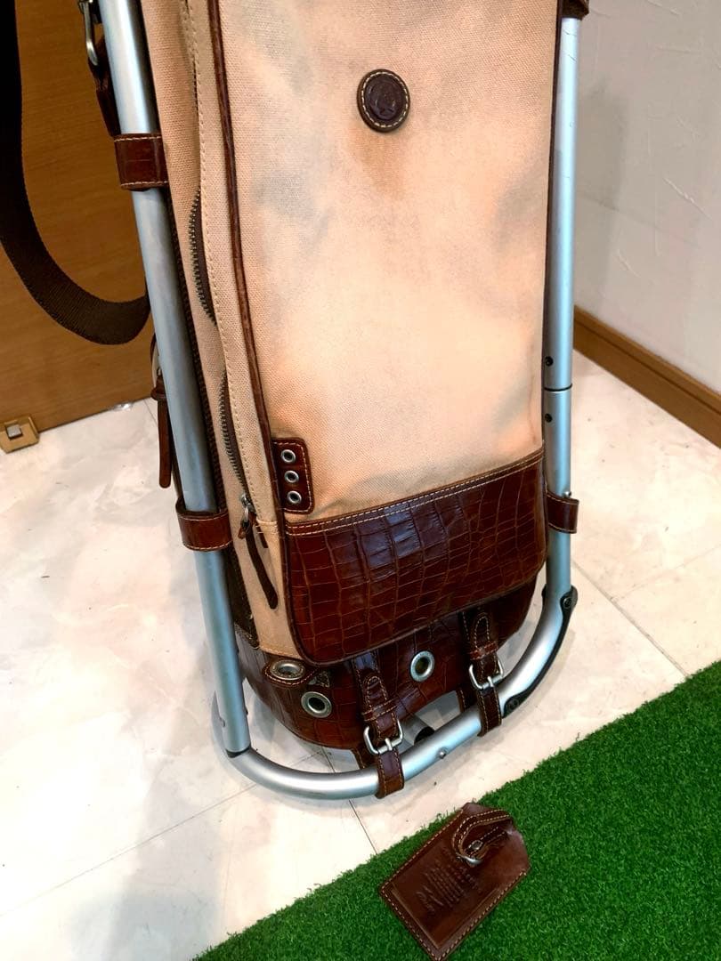 希少　木ノ庄帆布　ミズノ　フレームウォーカー　スタンドキャディバッグ　本革レザー