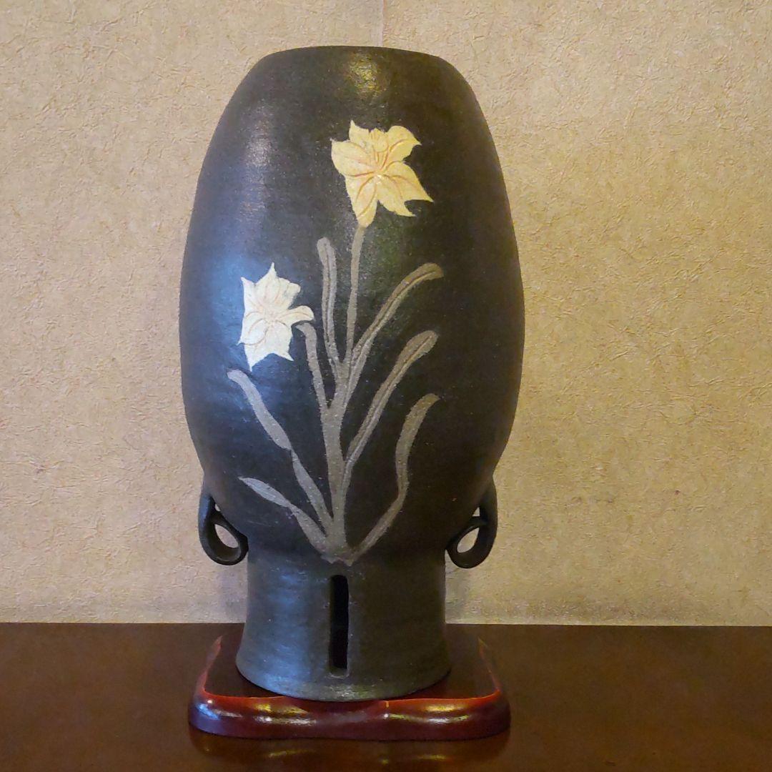 耳つき象嵌花瓶