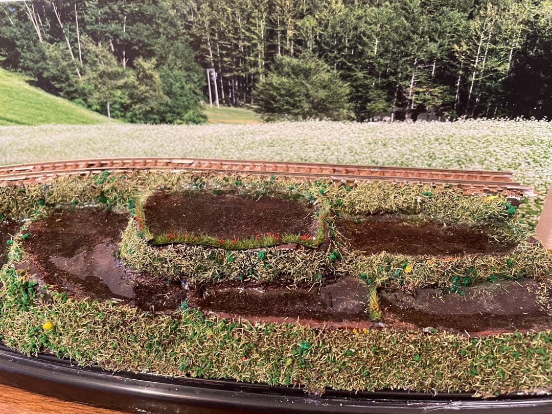 Nゲージ ジオラマ　つつじ咲く棚田の風景