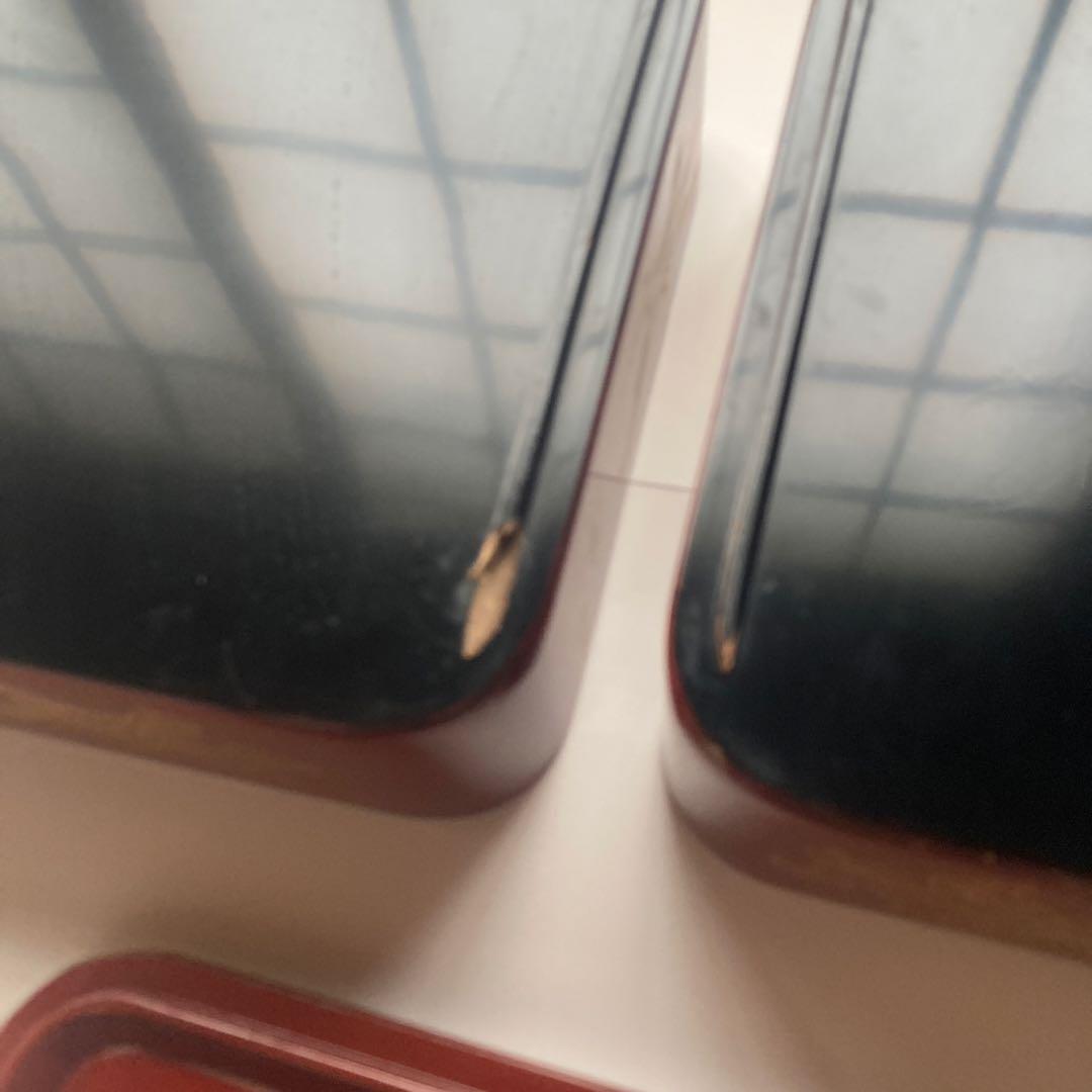 百寿万年　不老長春　二段　漆塗　赤金　重箱　2種