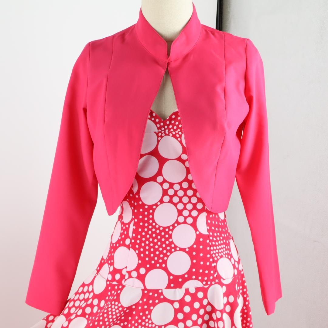 【美品 フラメンコ衣装】鮮やかピンク×水玉 アトリエ貴美恵 ドレス ボレロ