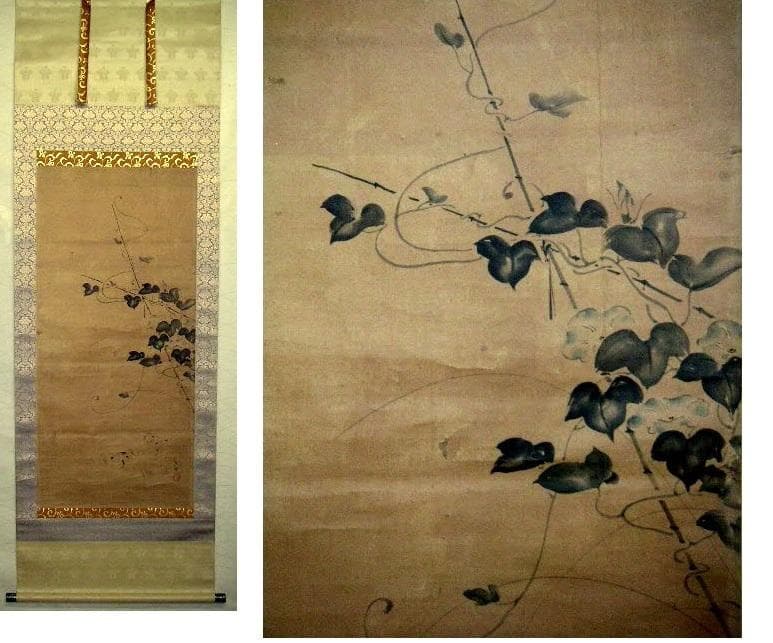 ♥掛軸　日本画　【 森村 宜稲 】　花鳥図　掛け軸　桐箱付き　骨董品