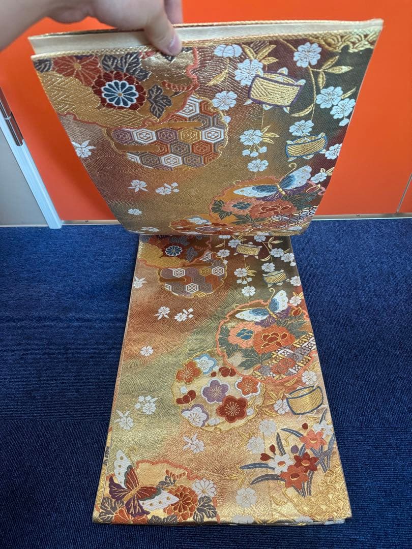 1938 袋帯 古代彫金紋  西陣織   金糸　高級上質上品　約440cm未使用