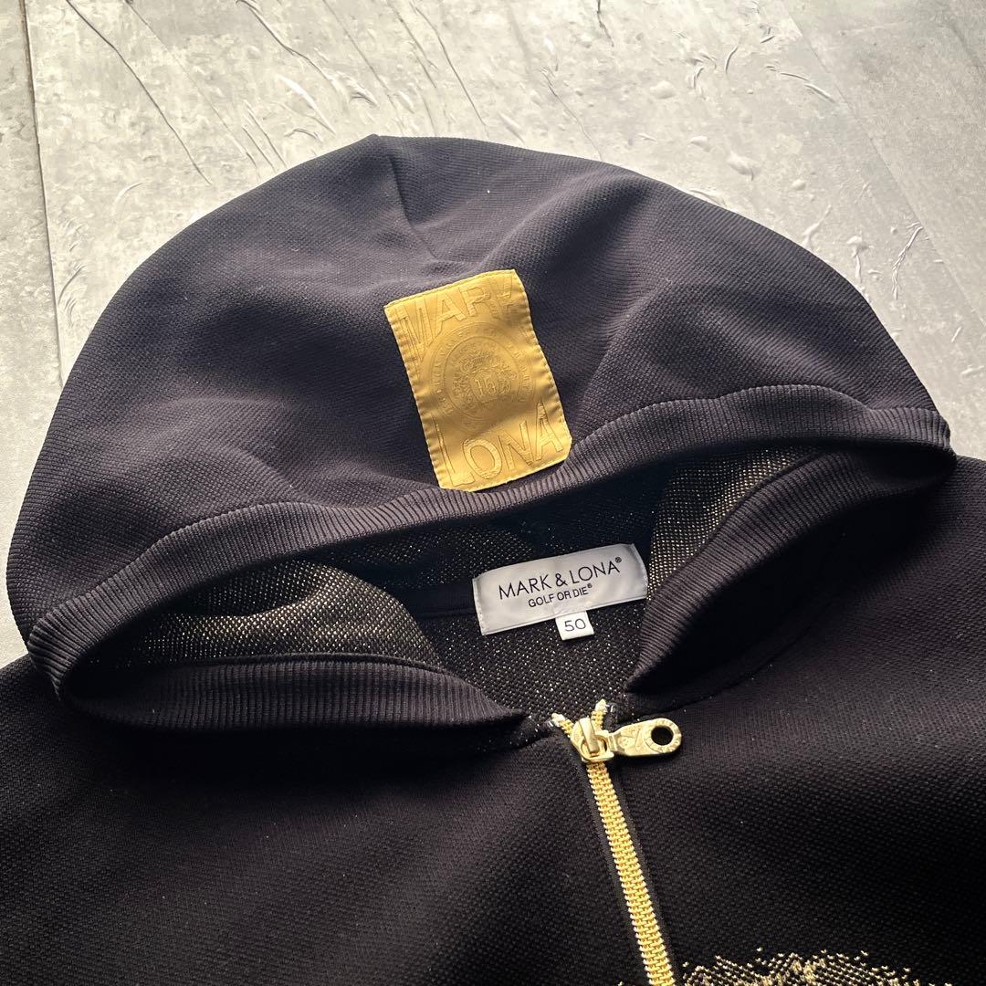 サイズ50 最高級ゴールドスカルMARK&LONA ニット　ジップアップパーカー
