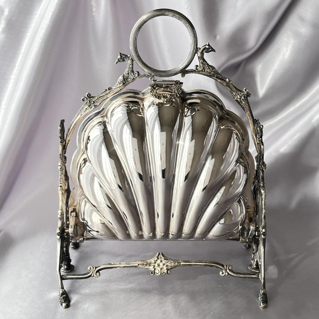 【英国】 ビクトリアン グリフィンのビスケットウォーマー【シルバープレート】