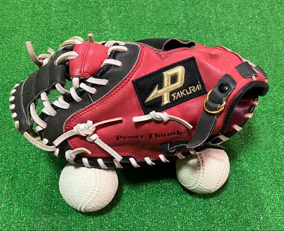 軟式野球 左投 キャッチャーミット プロマーク Promark 捕手 大人 赤