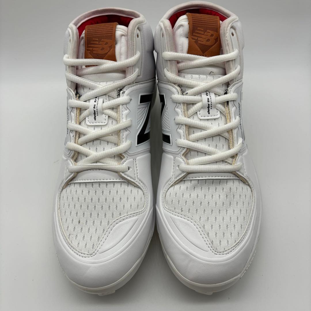 ニューバランス 野球 スパイク ホワイト 白 金具 27.5㎝ ミドルカット