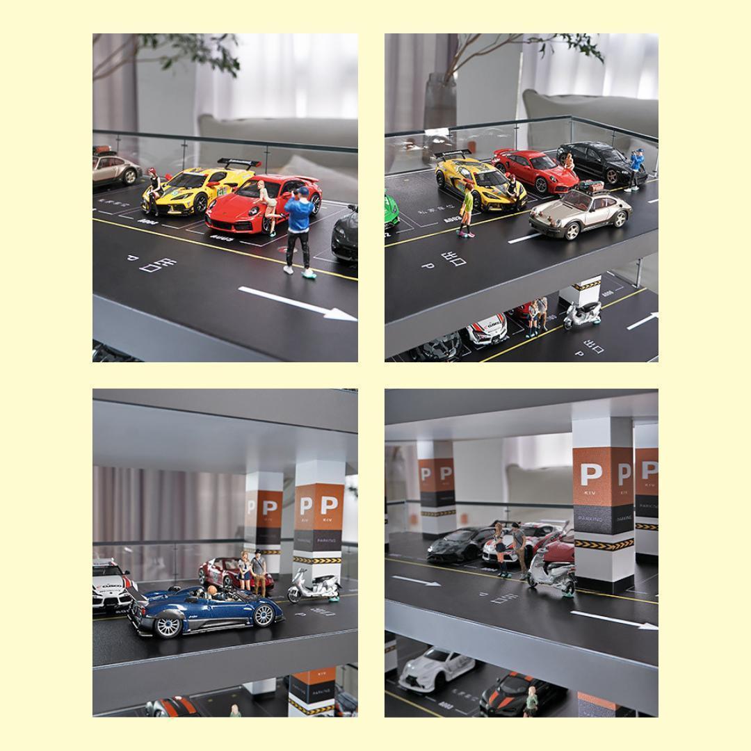 1/64 駐車場 ミニカー ジオラマ 模型 ガレージ jX6