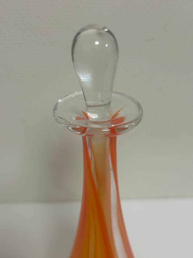 作家　ガラス作家　オレンジグラデーション 香水ボトル　吹きガラス