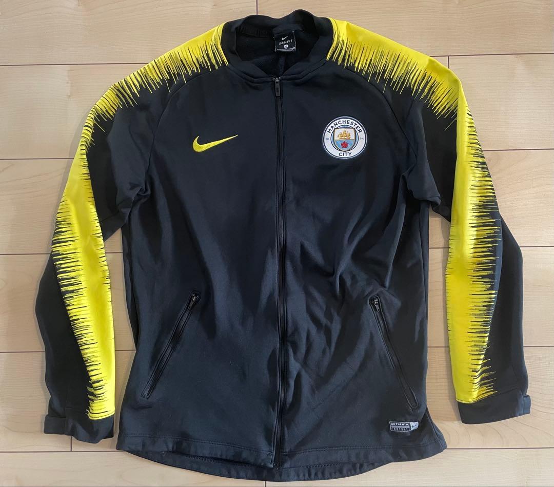 サッカーナイキマンチェスターシティMCFCアンセムジップジャケット黒黄