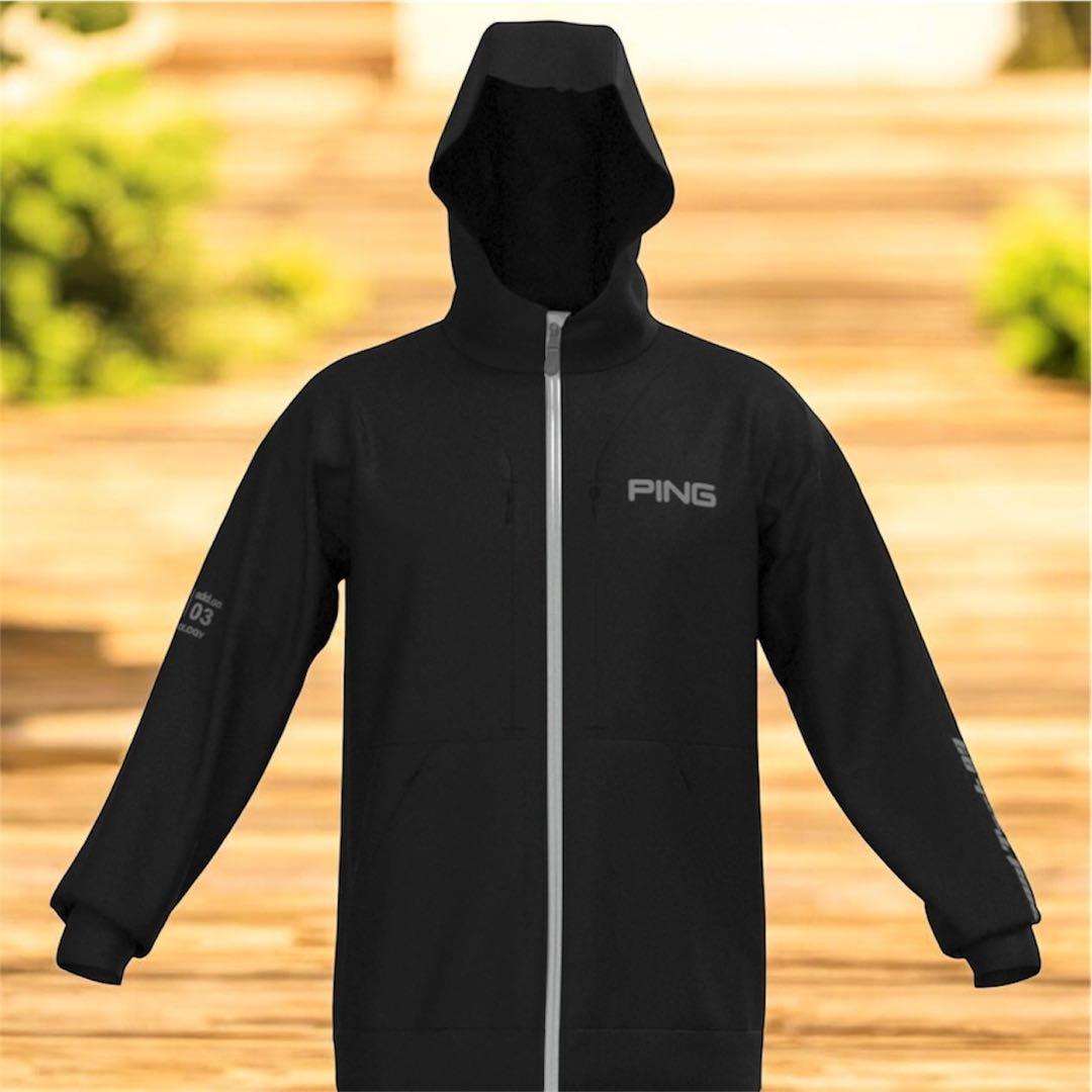 美品‼️ピン コンパクトニット フルジップ フーディー ゴルフウェア メンズ　黒