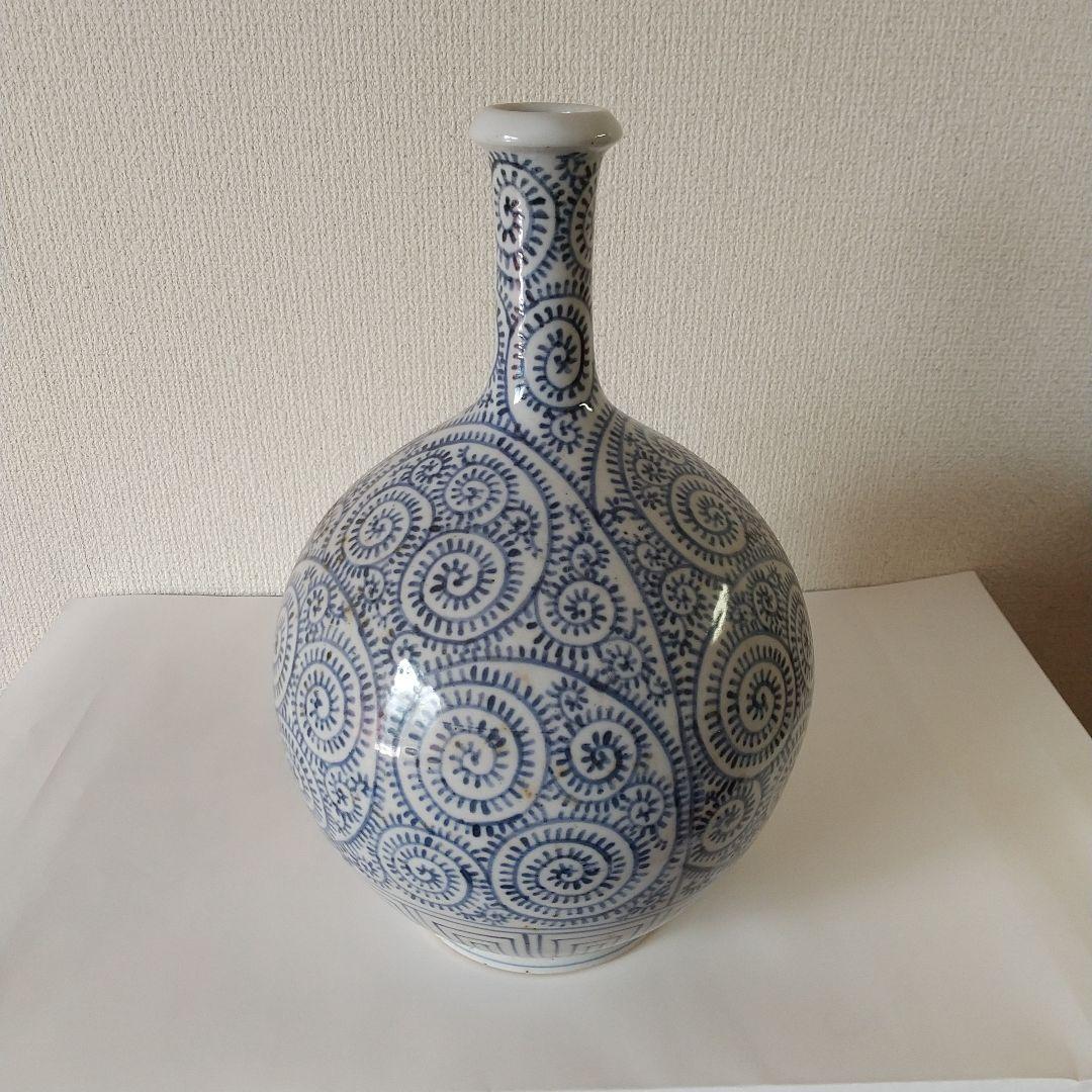 古伊万里染付　蛸唐草大徳利　骨董品
