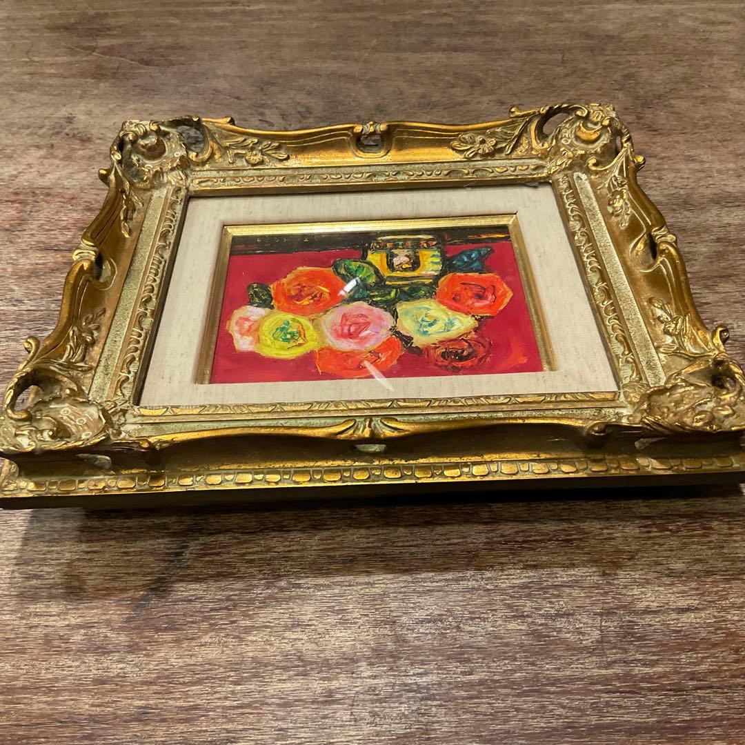 市村司「ばら」薔薇/バラ 油彩 アートクラブ会員 油彩画 額付き アート 絵画