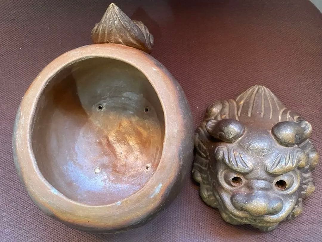 【美品】備前焼　香炉　置物　獅子　箱無し　陶芸　美術品　アンティーク