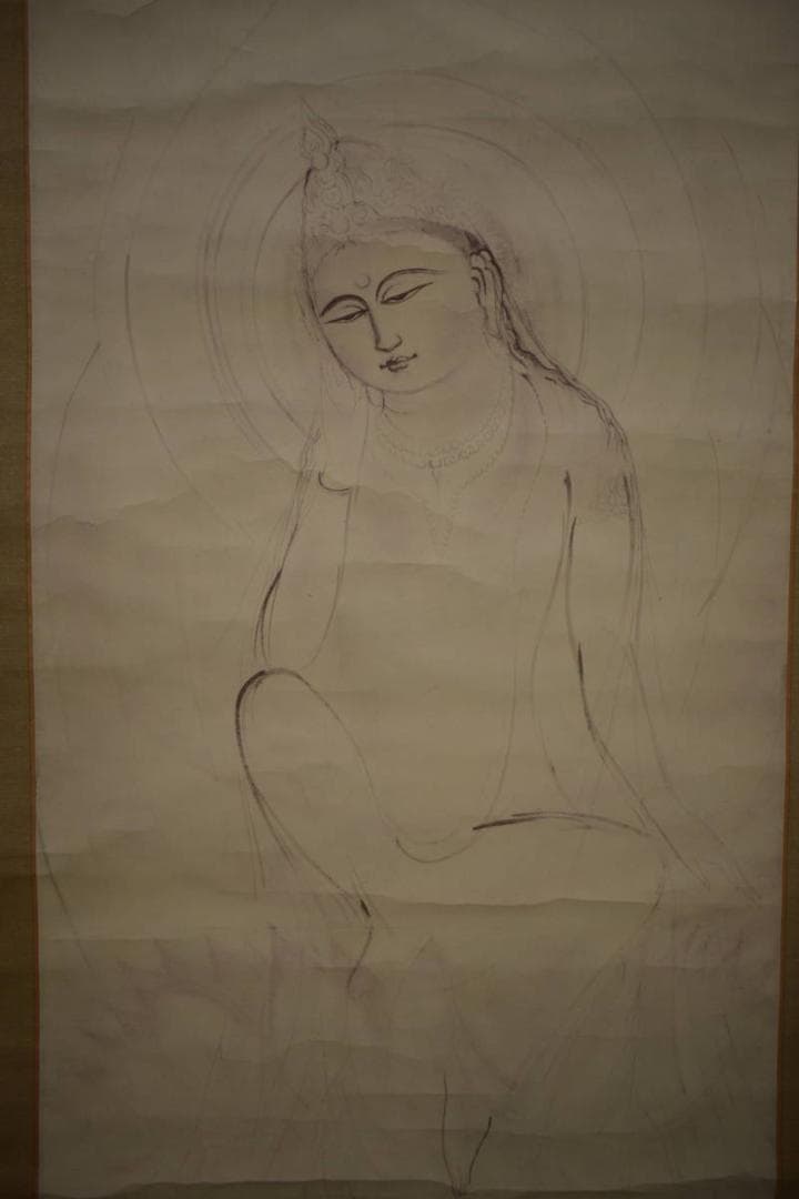 複製/無落款/観音図/工芸/村上華岳？/布袋屋掛軸HI-893