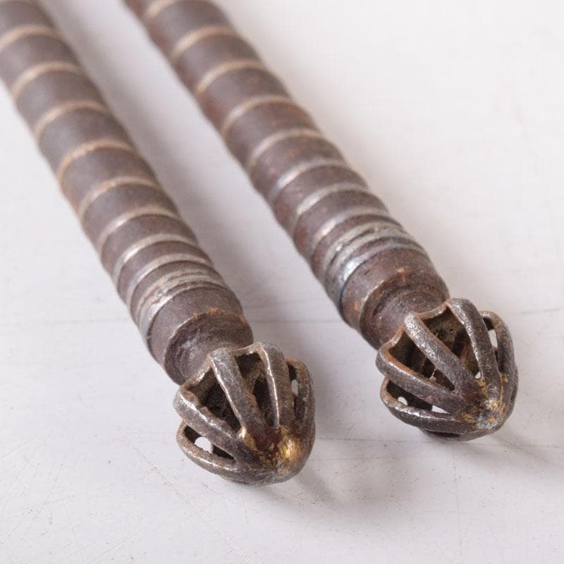 茶道具　内藤四郎作　古鉄　火箸　二種二組　共箱　C　7511