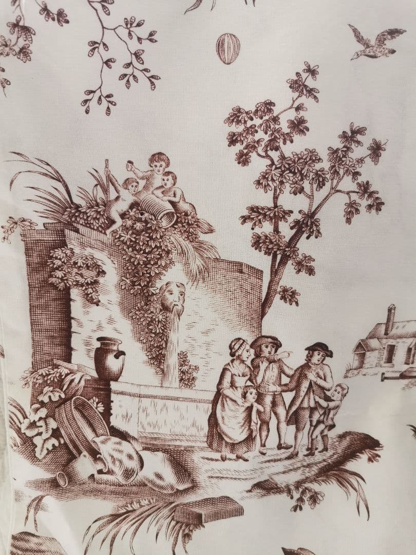 ヴィンテージ 復刻トワルドジュイ 1784年パリ気球飛行版画 クッションカバー