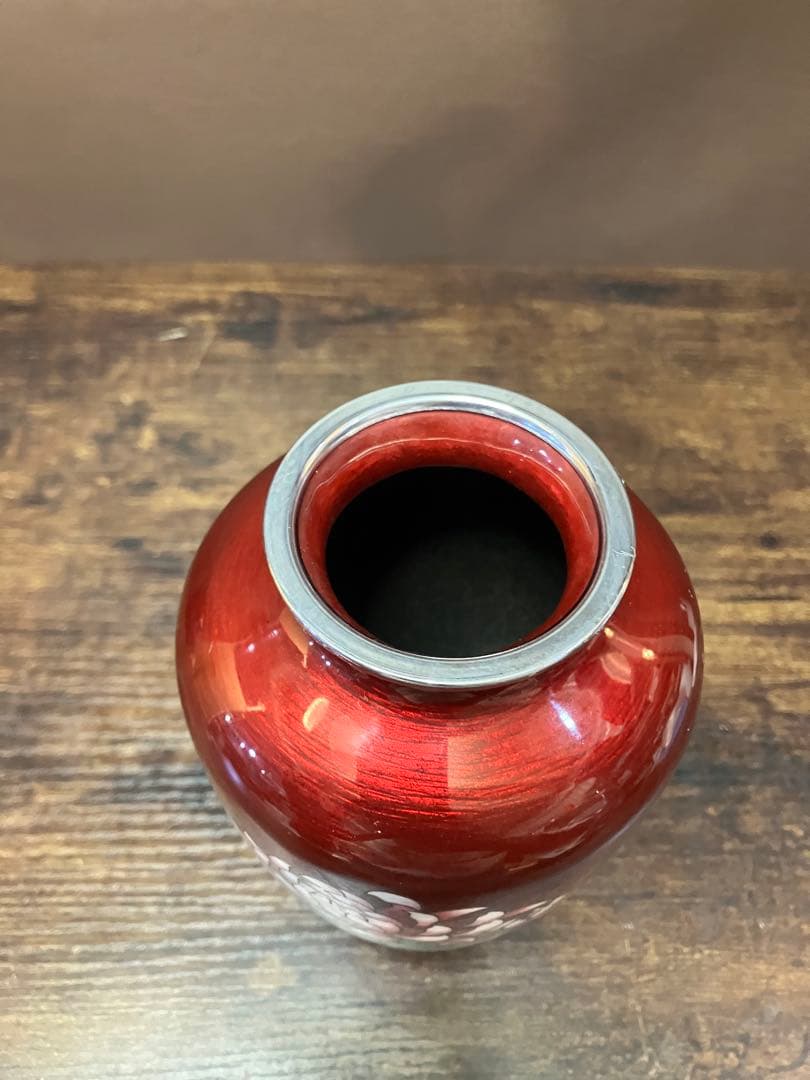 七宝焼 花瓶 菊柄 大小2個セット