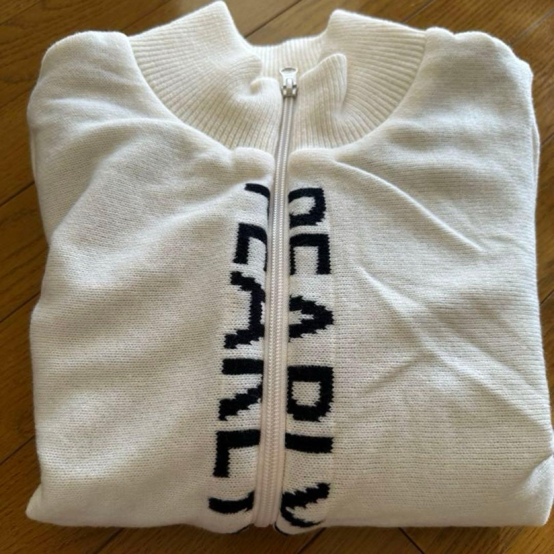 パーリーゲイツ ロゴ付きホワイトジップアップセーター