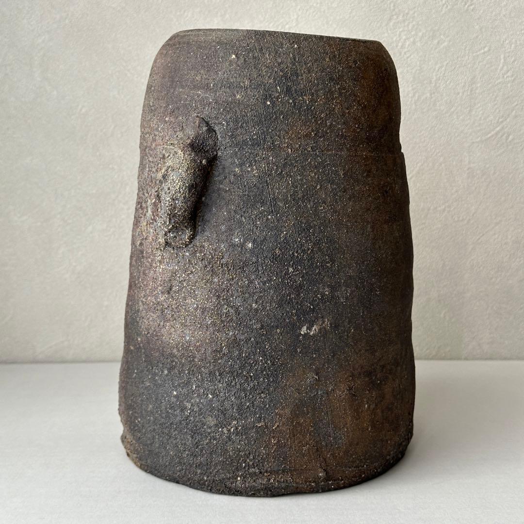 和仁栄幸(正興) 備前 花器 窯変耳付花入 共箱