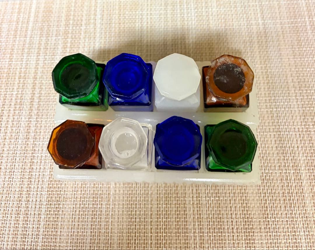 戦前 歯医者 薬瓶 ミルクガラス 薬瓶台 セット ①