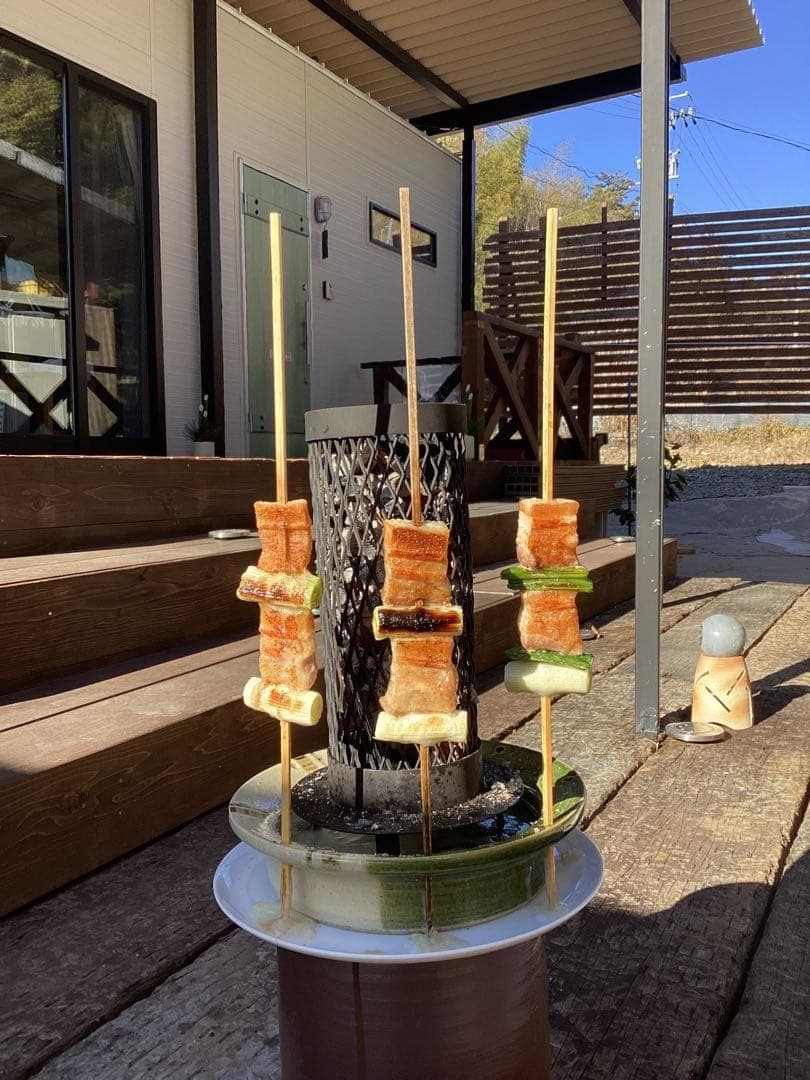 【美濃焼】串匠~金結昌(くじゃく)~　串物を炭焼き　七輪/魚/肉/バーベキュー