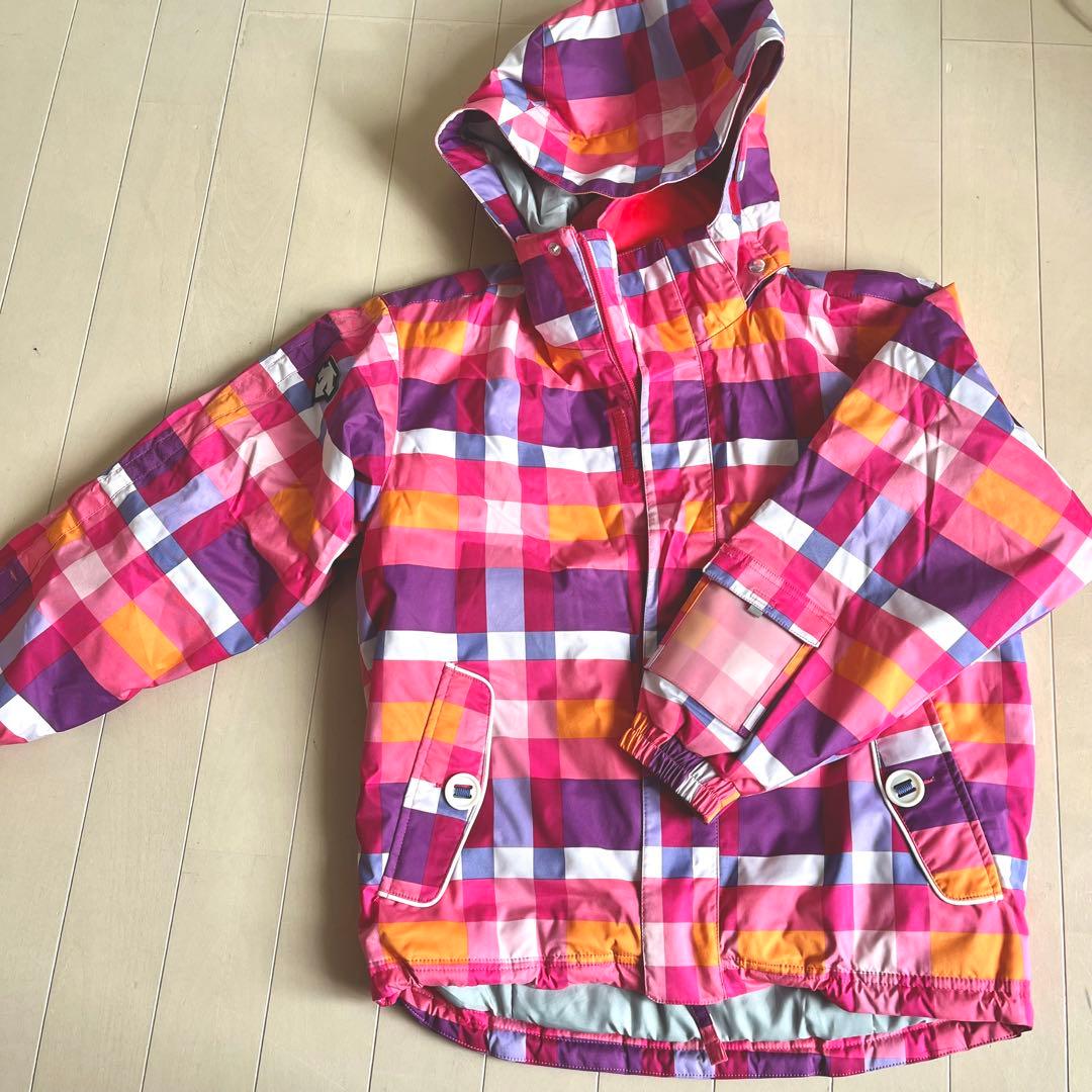 デサント　スキーウェア 140 マルチカラー チェック　ピンク系　ブラウン系