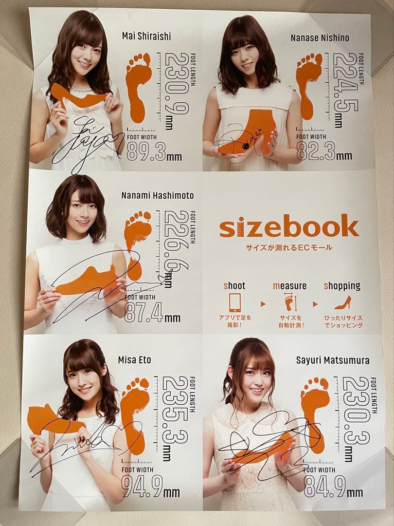 ポスター sizebook 乃木坂46 サイン 白石麻衣,西野七瀬,橋本奈々未