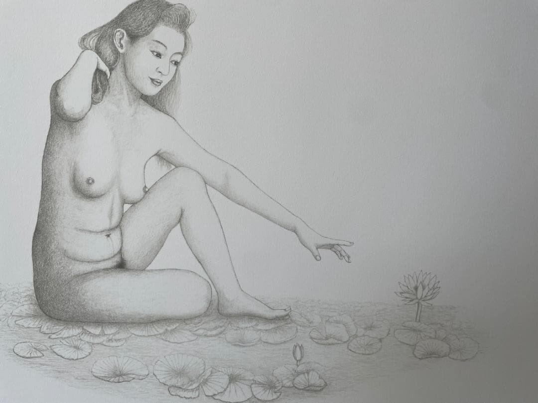 八島義郎　リトグラフ　版画　白蓮の精　作者保存版　 HC 2/15　貴重