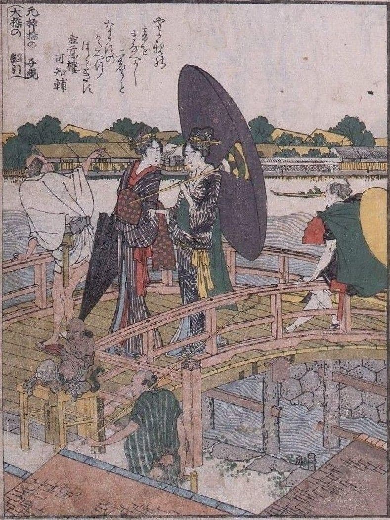 葛飾北斎作　浮世絵版画「絵本　隅田川両岸一覧」上巻　越前和紙複製画