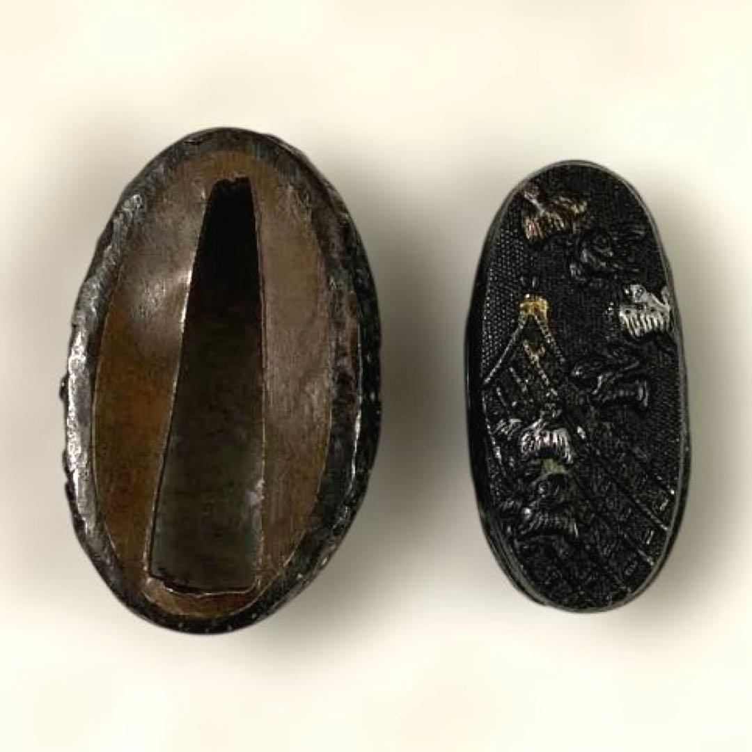 B-79 縁頭　金銀象嵌　武具　刀装具　日本　骨董品　時代物　美術品　工芸品