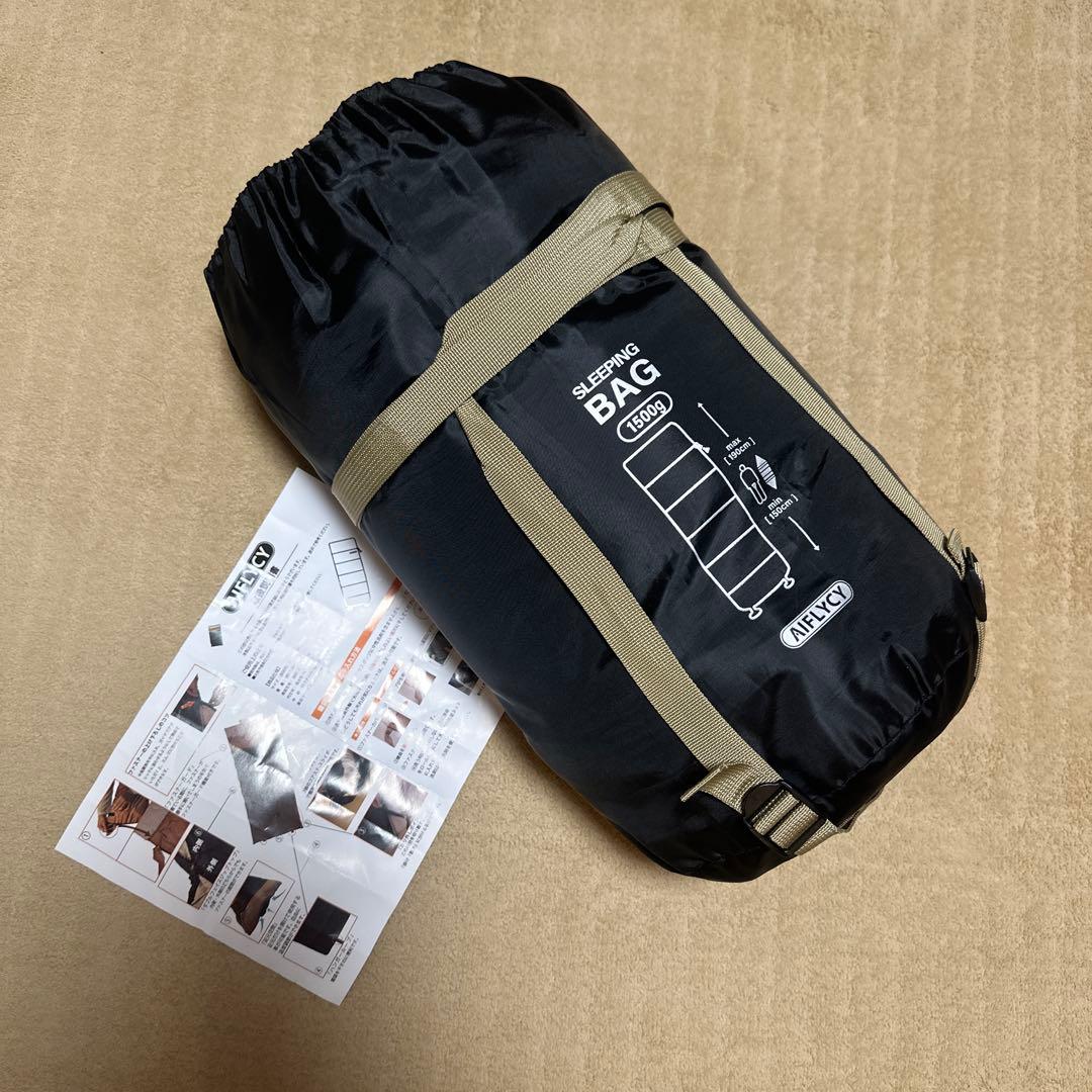 AIFLYCY 寝袋　シュラフ　ブラウン　冬用　連結　枕付き　洗濯可　美品