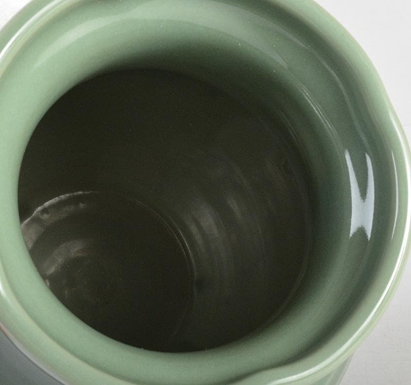 平安　加藤渓山作　天龍寺青磁　花生　花瓶　共箱　V　R4450C